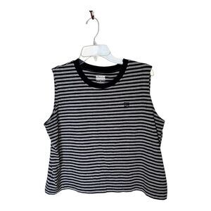 Duluth Trading Alaskan Hardgear Crosshaul Tank Top Black/Gray Stripe Size Large